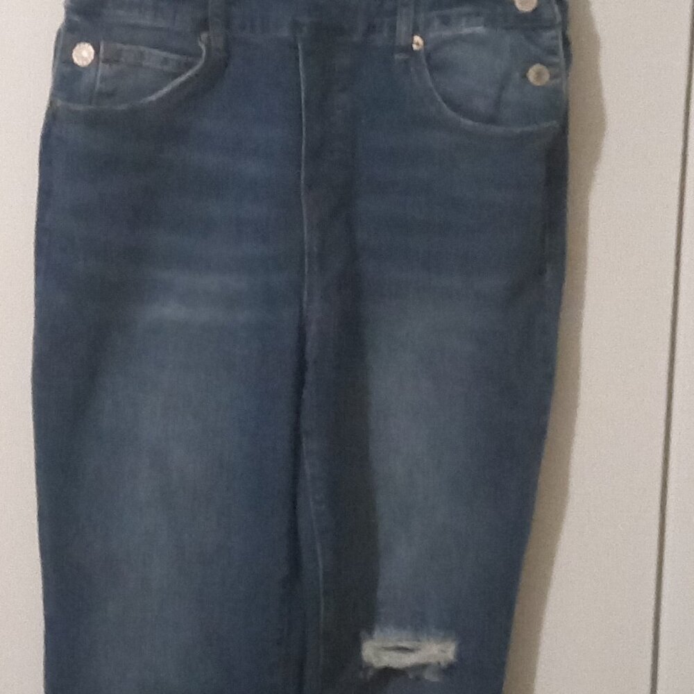 Jeans women blue jeans pullover Size M cotton distressed farmerwear casual look
